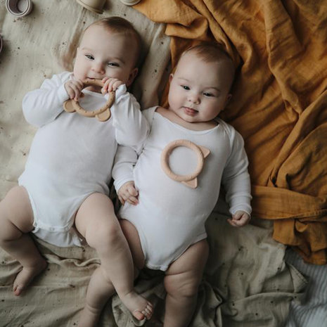 Mushie Bijtring Teether Cat  │  Blush