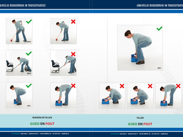 STEP Brochure: voorbeelden (on)veilig ruggebruik bij rugklachten door bukken, tillen en zitten