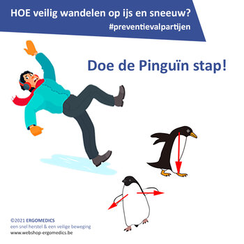 Hoe veilig wandelen op ijs en sneeuw? Doe de Pinguïn stap!